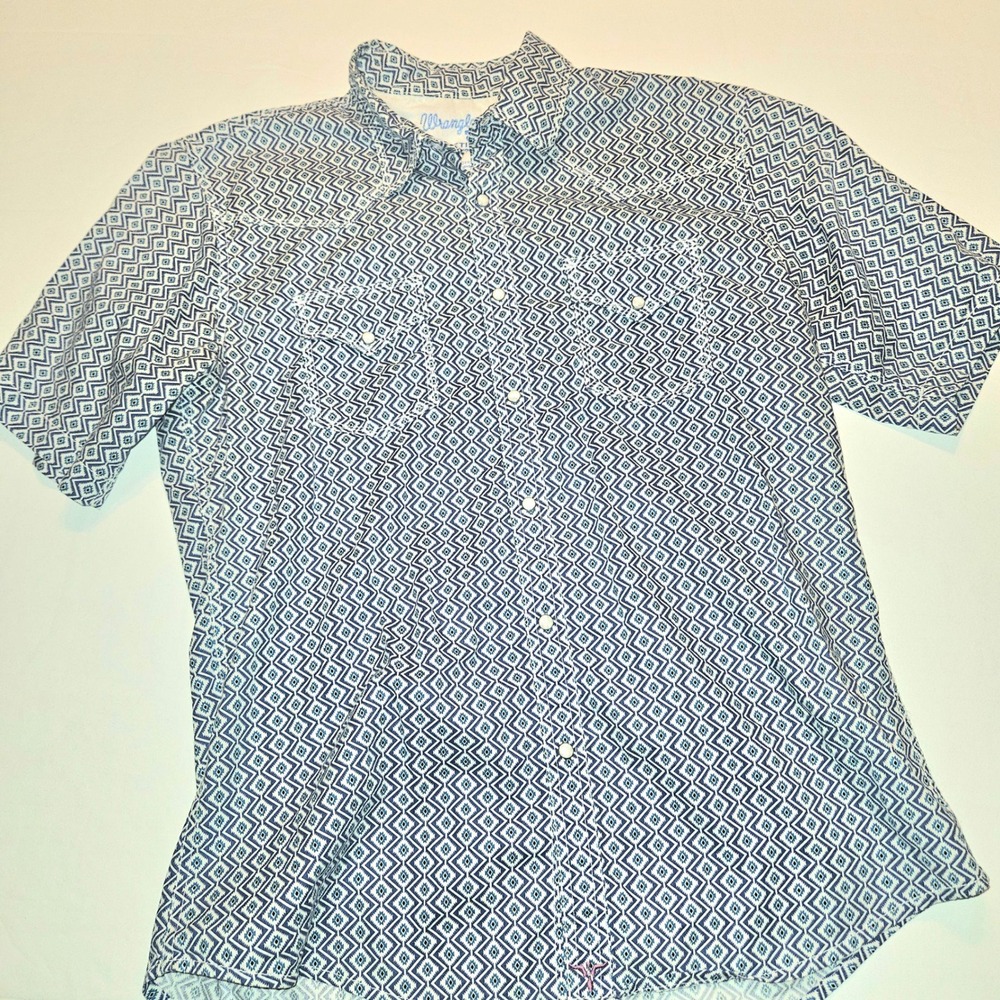 Wrangler 20X Competition Advanced Comfort Men's Blue Pearl Snap Shortsleeve~L